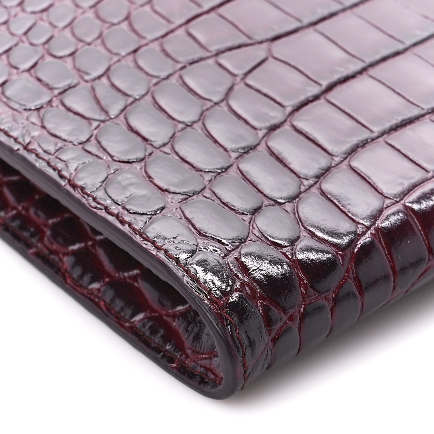 Alexander McQueen Calfskin Crocodile Embossed Knuckle Flat Clutch