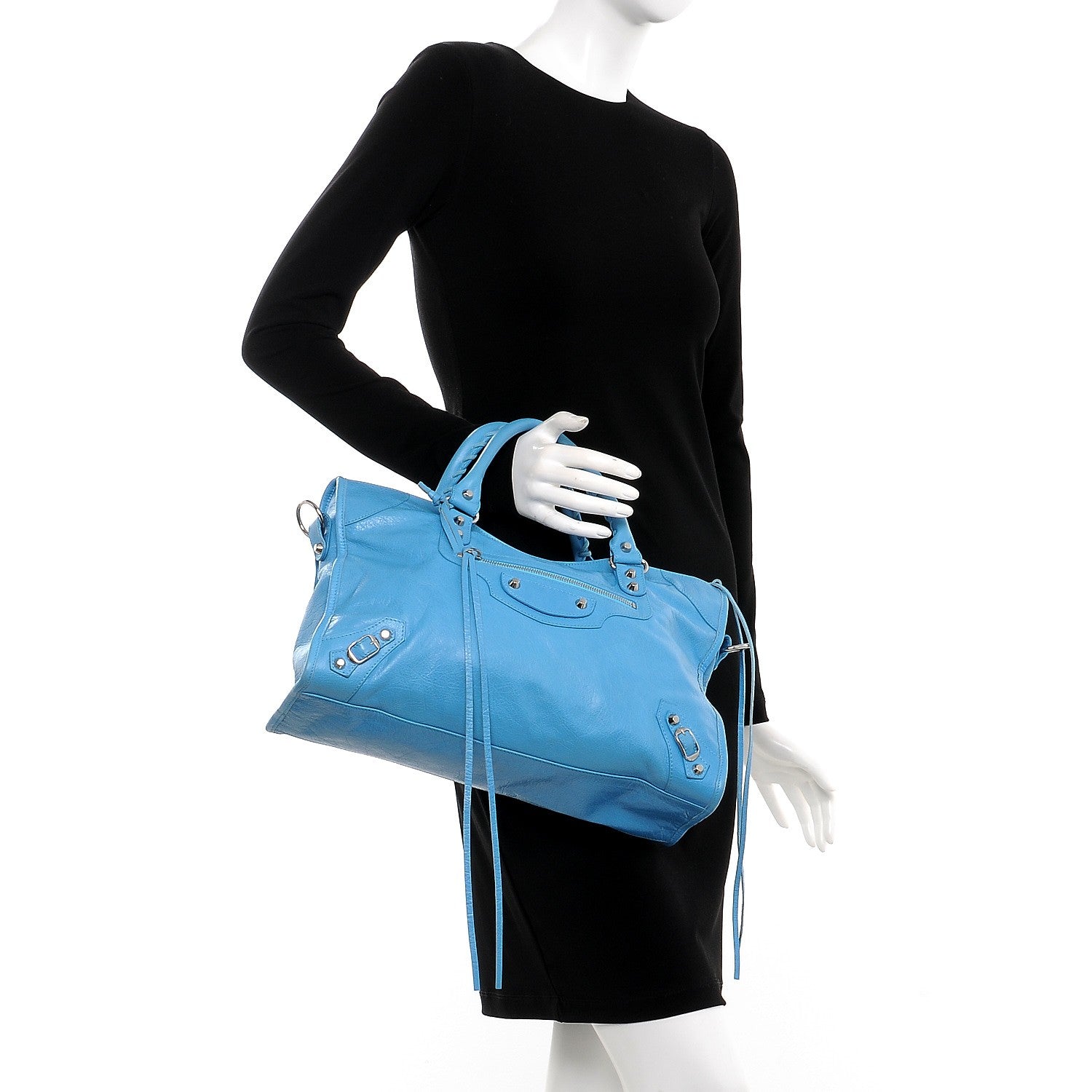 Balenciaga Agneau Classic Silver Hardware City Bleu Azur Clair 3 of 8