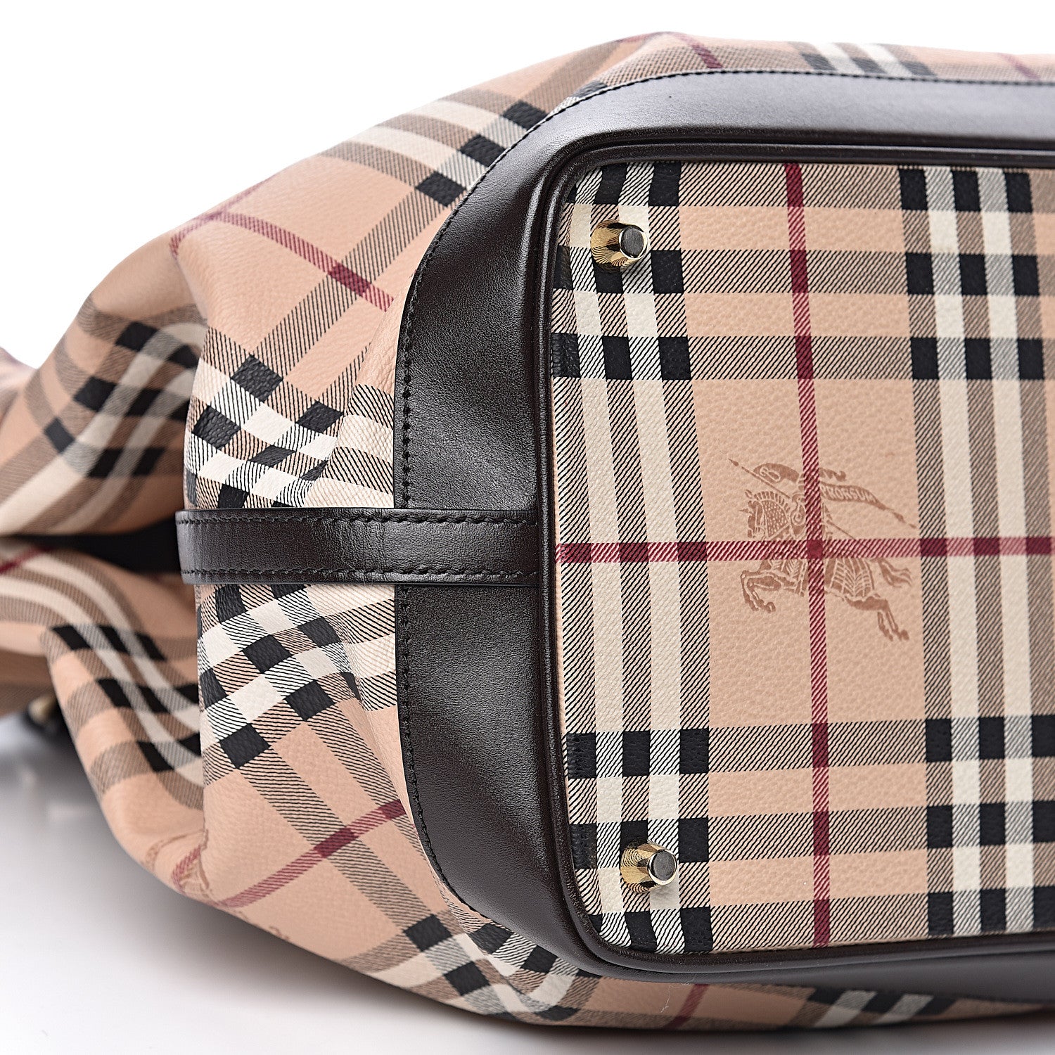 Burberry Haymarket Check Medium Golderton Tote Chocolate 9 of 11