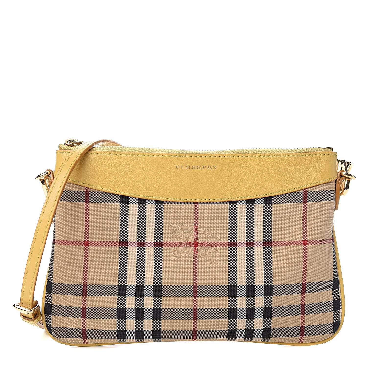 Burberry Horseferry Check Peyton Crossbody Clutch Bag Yellow 1 of 9