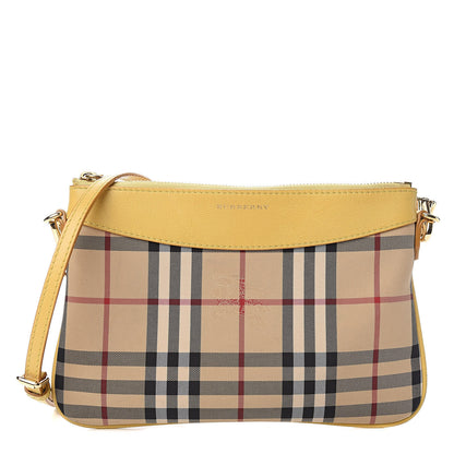 Burberry Horseferry Check Peyton Crossbody Clutch Bag Yellow 1 of 9
