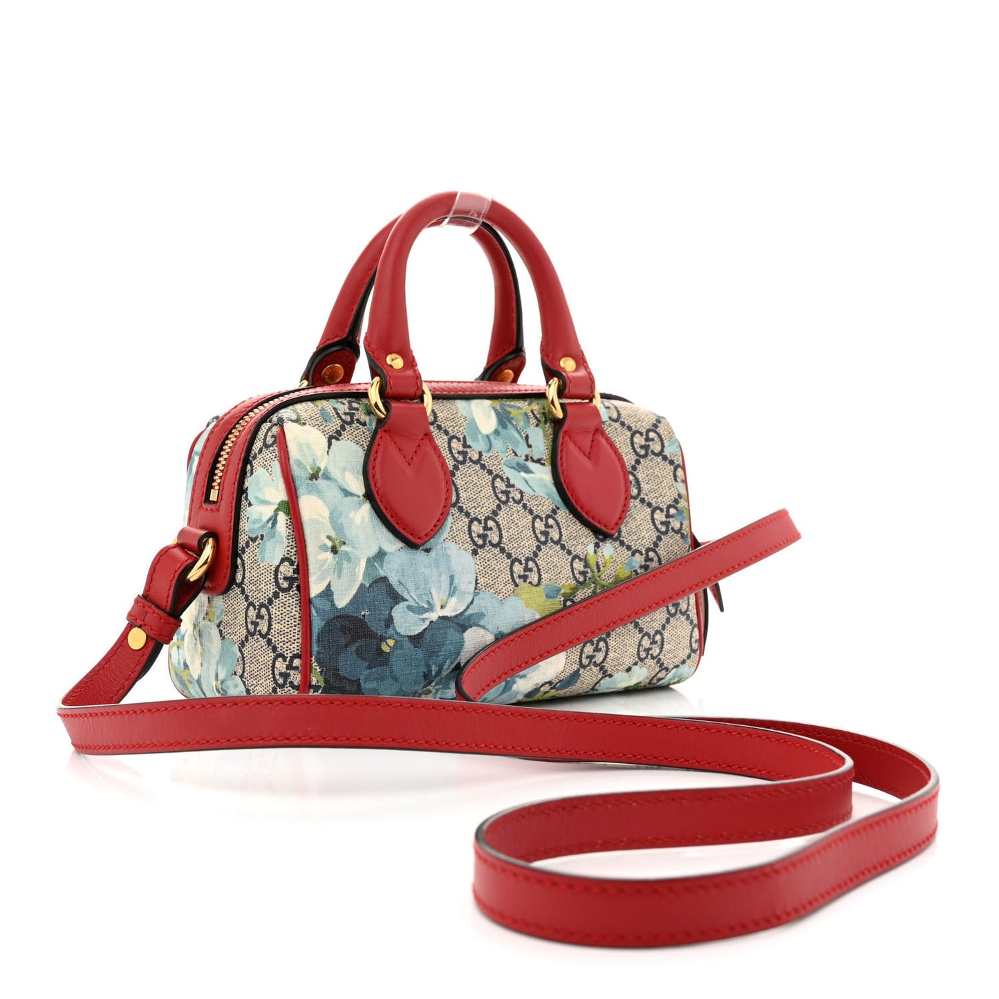 GG Supreme Monogram Blooms Mini Boston Navy Blue Hibiscus