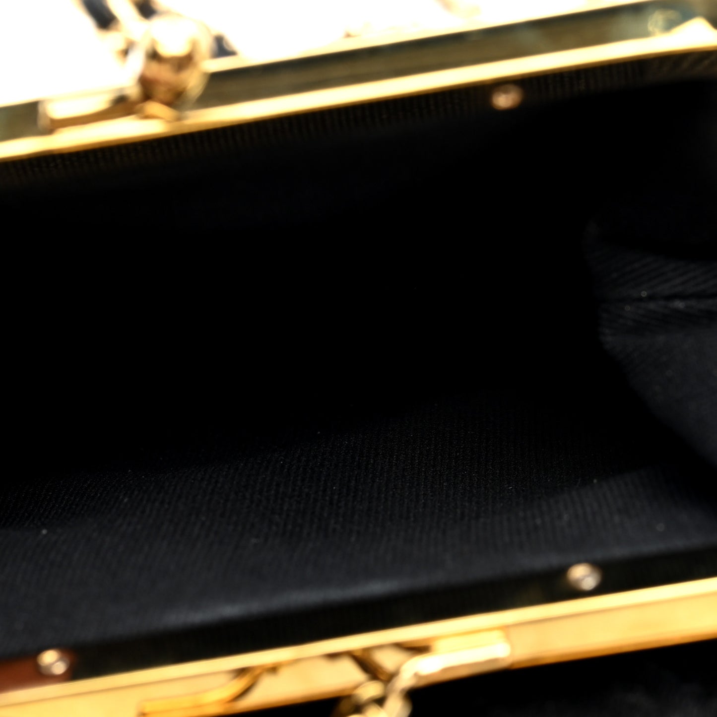 Lambskin Quilted Trio Kiss Lock Clutch With Chain Black