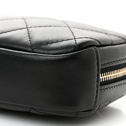 Chanel Lambskin Quilted Small Curvy Pouch Cosmetic Case Black 9 of 9