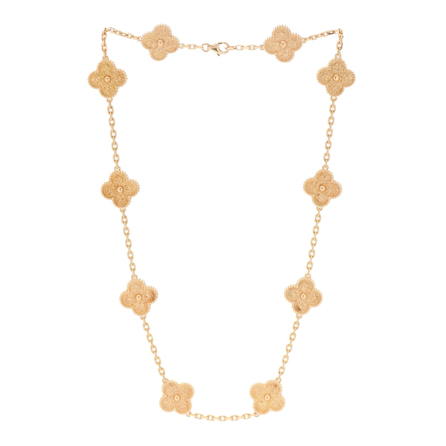 18K Yellow Gold 10 Motifs Vintage Alhambra Necklace