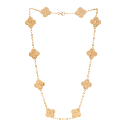 Van Cleef & Arpels 18K Yellow Gold 10 Motifs Vintage Alhambra Necklace 3 of 5