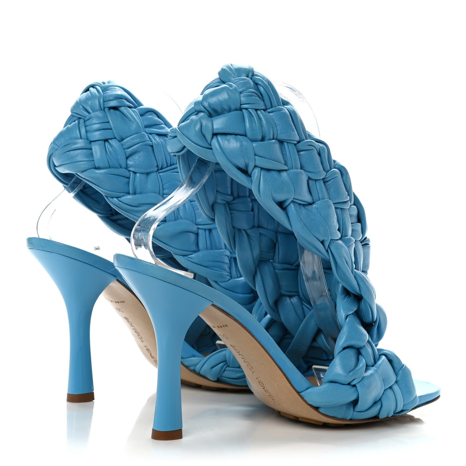 Bottega Veneta Shiny Nappa Intrecciato The Board Sandals 39 Sky Blue 4 of 8