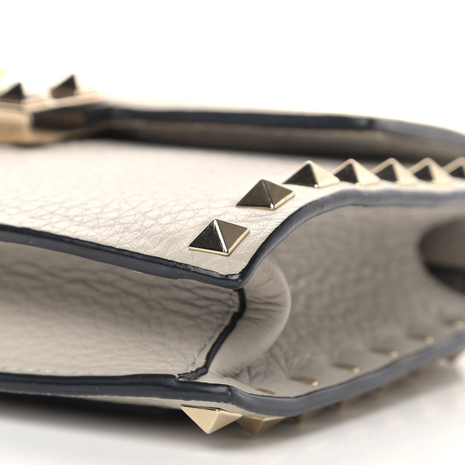 Valentino Garavani Pebbled Calfskin Small Rockstud Overlay Flap Shoulder Bag Opal Grey 8 of 11