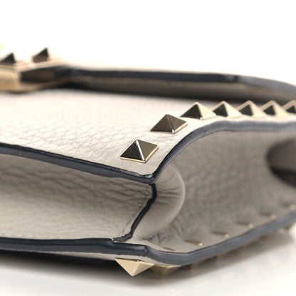 Valentino Garavani Pebbled Calfskin Small Rockstud Overlay Flap Shoulder Bag Opal Grey 8 of 11
