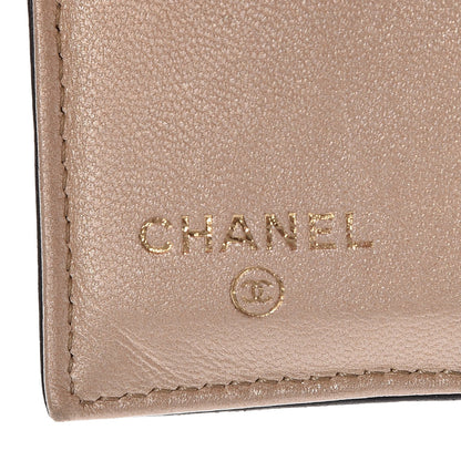 Chanel Lambskin Camellia Embossed Small Double Wallet Black 6 of 10