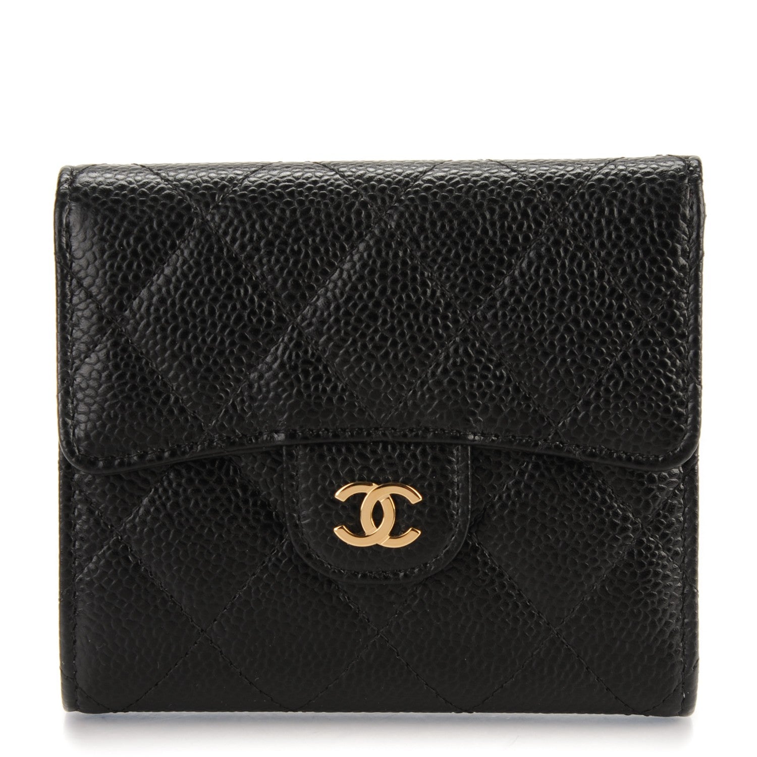 Chanel Caviar Quilted Compact Flap Wallet Black 1 of 9