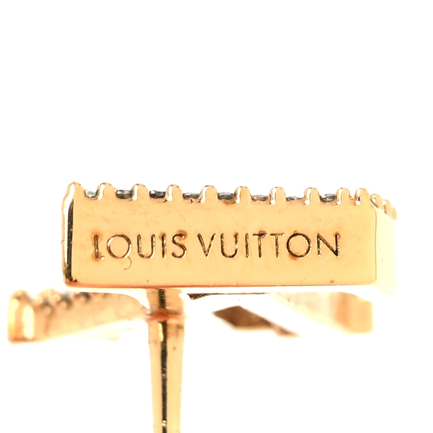 Louis Vuitton Metal Crystal LV Iconic Earrings Gold 4 of 5