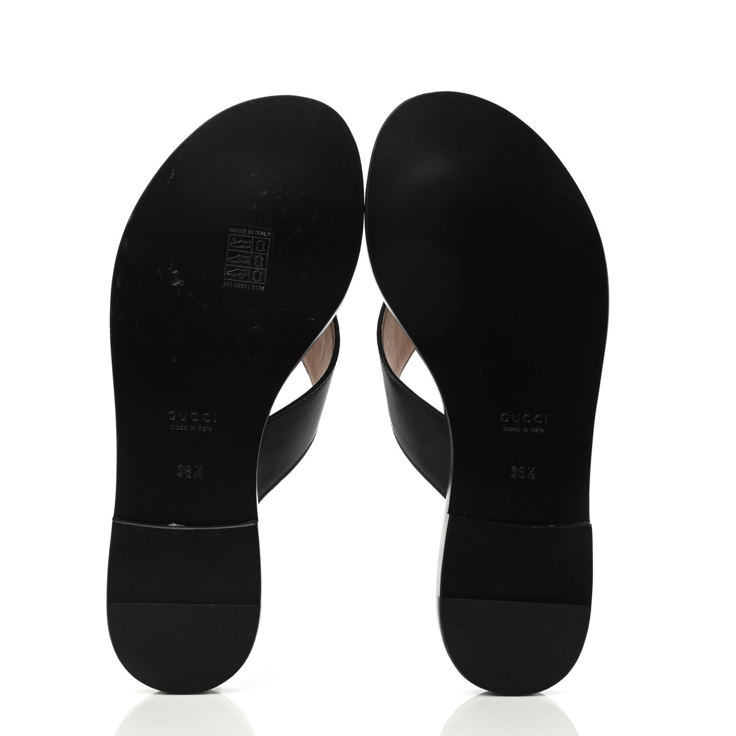 Lifford Calfskin GG Monogram Embossed Interlocking G 5mm Thong Sandals 38.5 Black