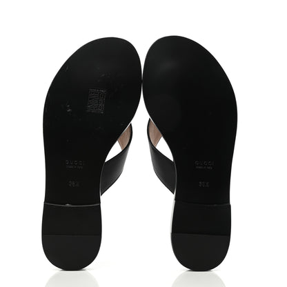 Gucci Lifford Calfskin GG Monogram Embossed Interlocking G 5mm Thong Sandals 38.5 Black 5 of 7