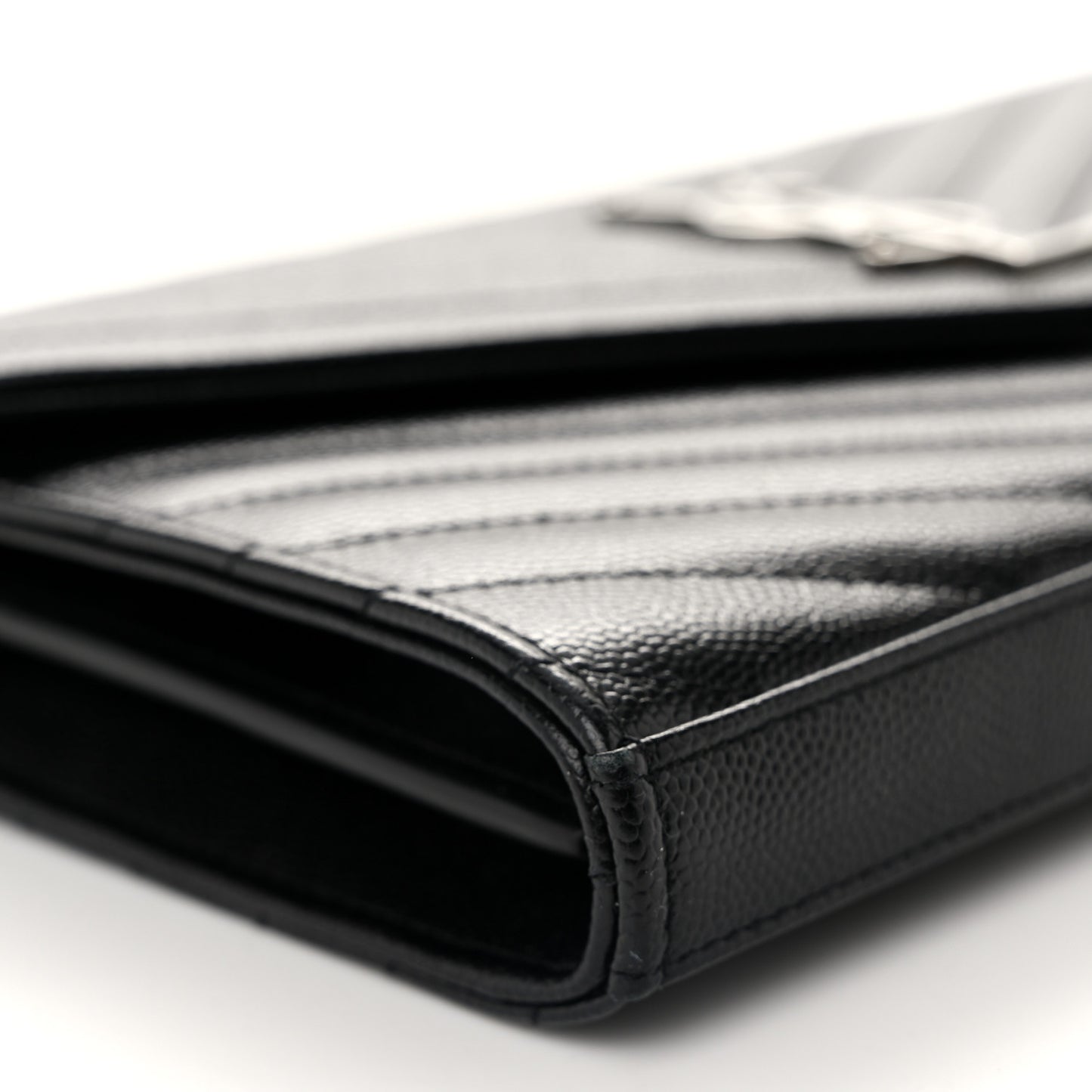 Grain De Poudre Matelasse Chevron Monogram Chain Wallet Black