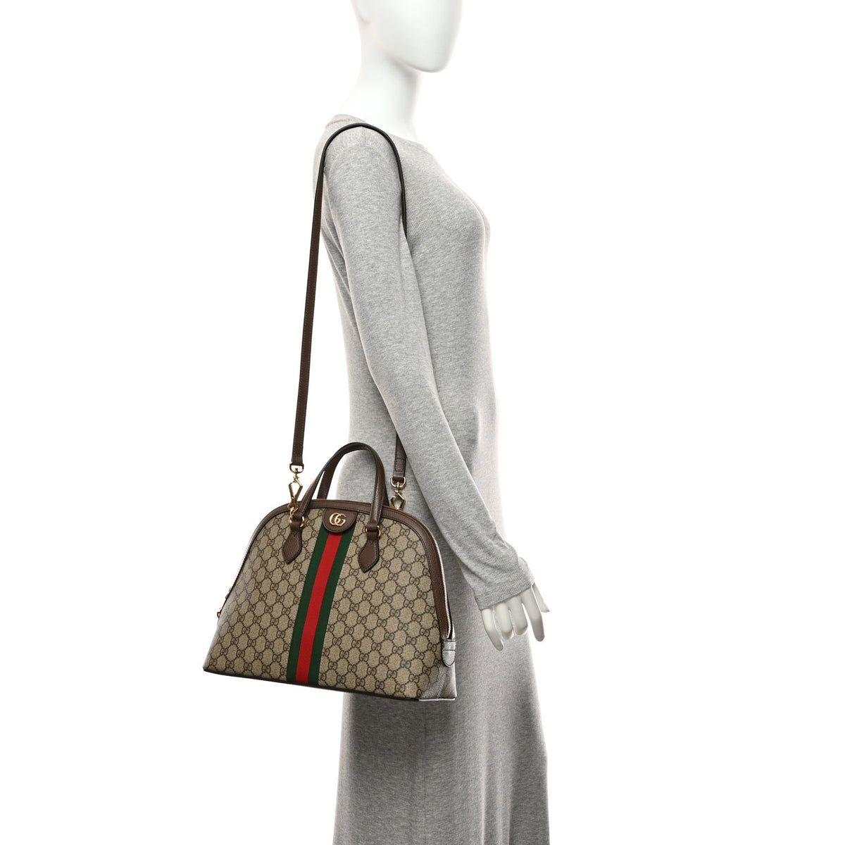 Gucci GG Supreme Monogram Web Medium Ophidia Top Handle Dome Bag Brown 12 of 12