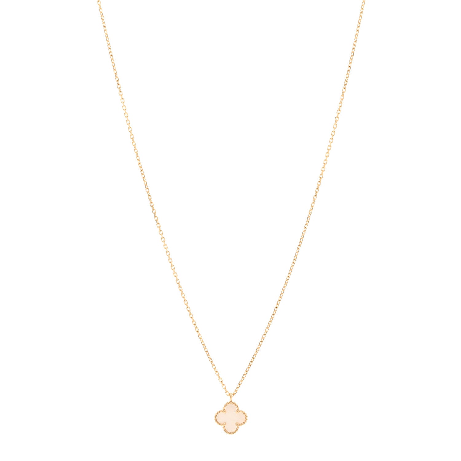 Van Cleef & Arpels 18K Yellow Gold Mother of Pearl Sweet Alhambra Pendant Necklace 1 of 5