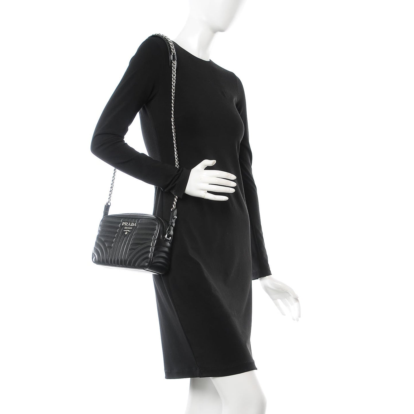 Soft Calfskin Diagramme Crossbody Bag Black