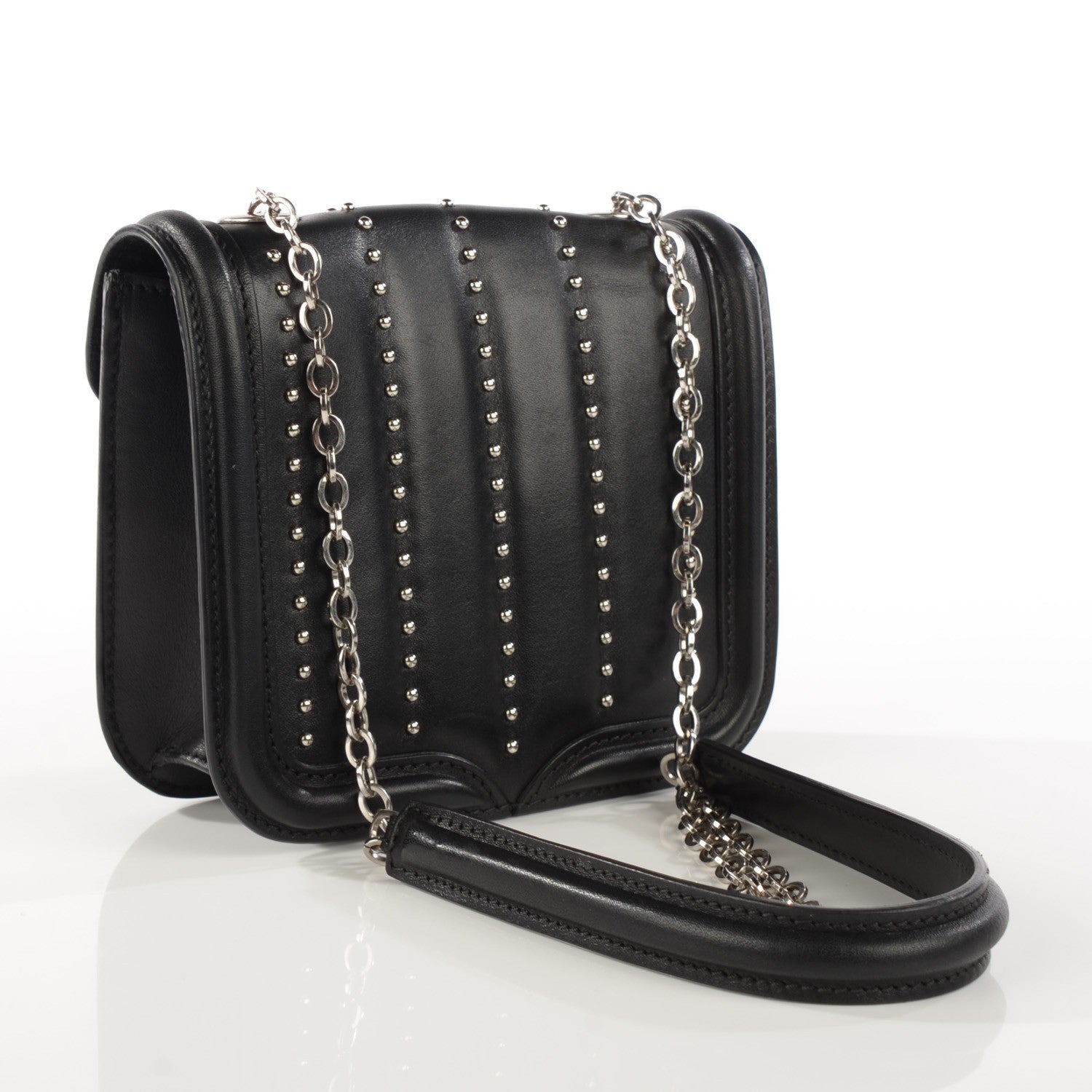 Alexander McQueen Calfskin Studded Mini Heroine Chain Satchel Black 3 of 9