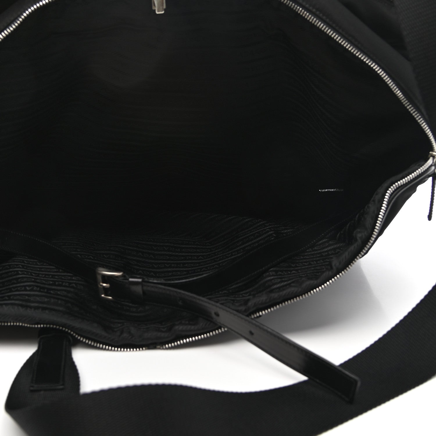 Prada Tessuto Nylon Calfskin Duffle Black 5 of 20