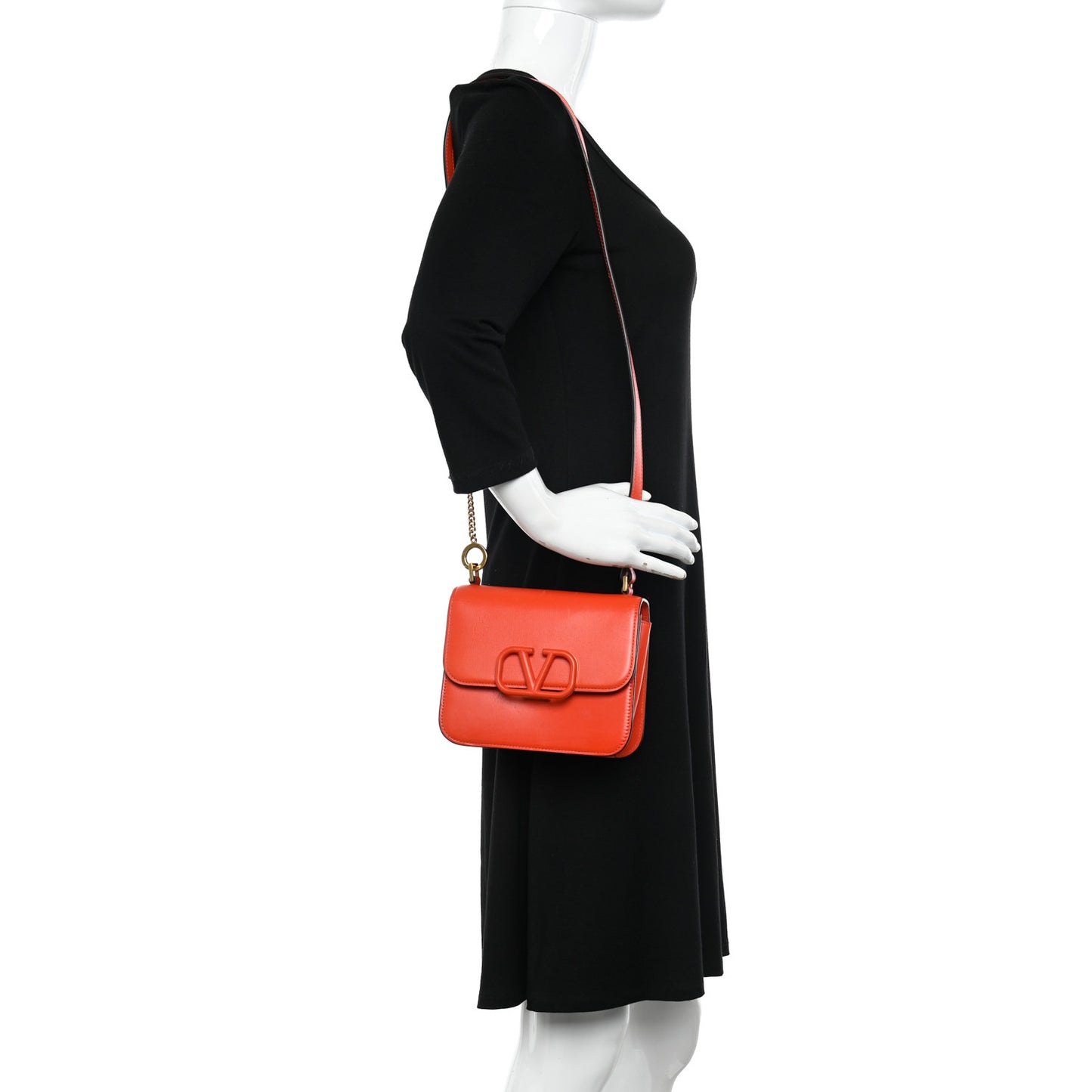 Smooth Calfskin Small VSling Shoulder Bag Orange