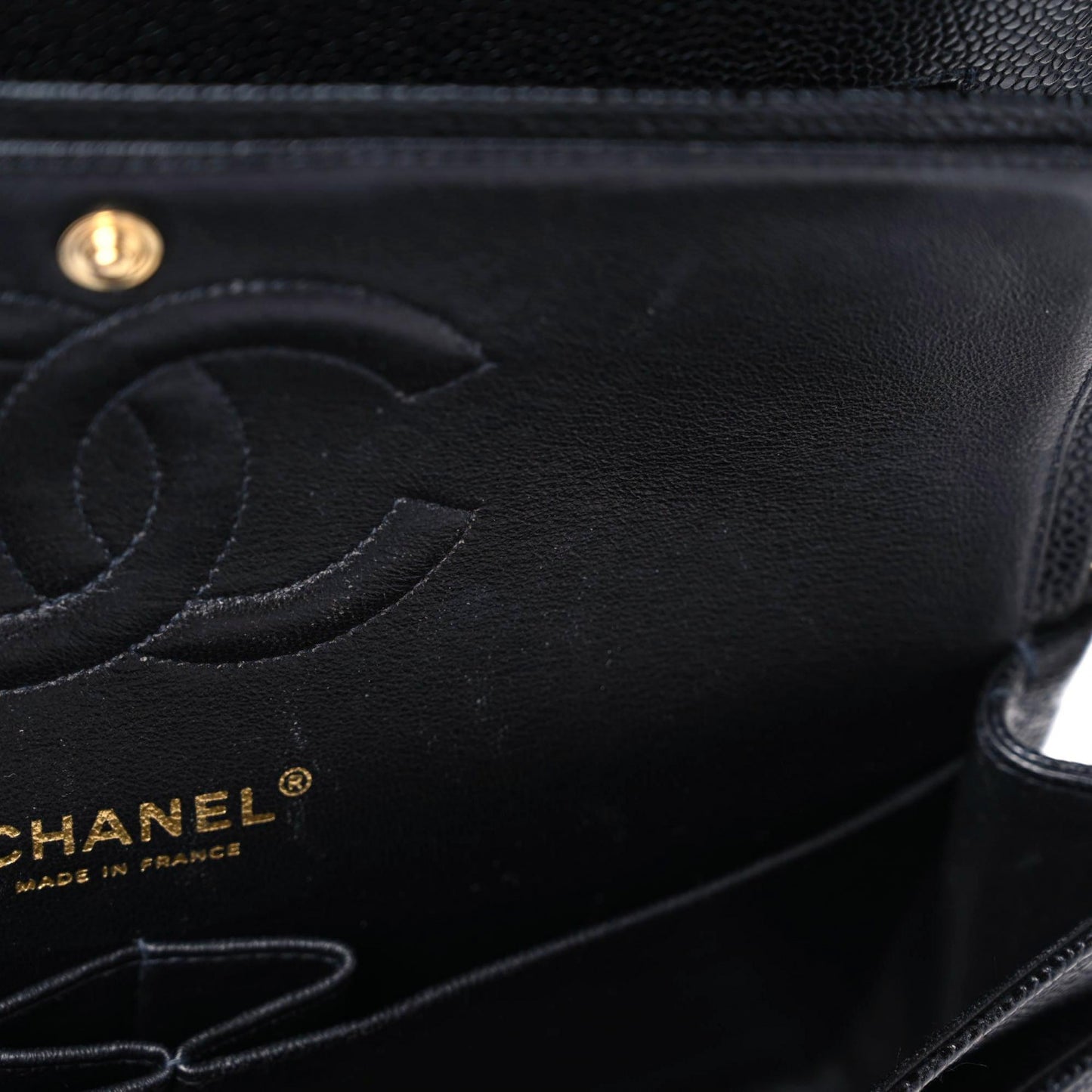 Caviar Quilted Medium Double Flap Black