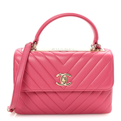 Chanel Lambskin Chevron Quilted Small Trendy CC Dual Handle Flap Bag Pink 1 of 10