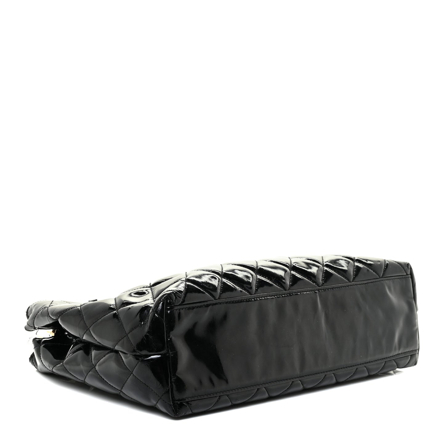 Patent Quilted Tote Black