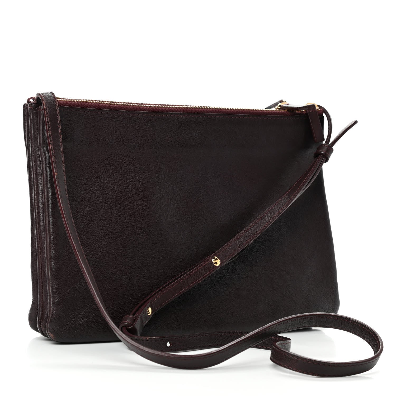 Celine Lambskin Large Trio Crossbody Bag Bordeaux 2 of 4