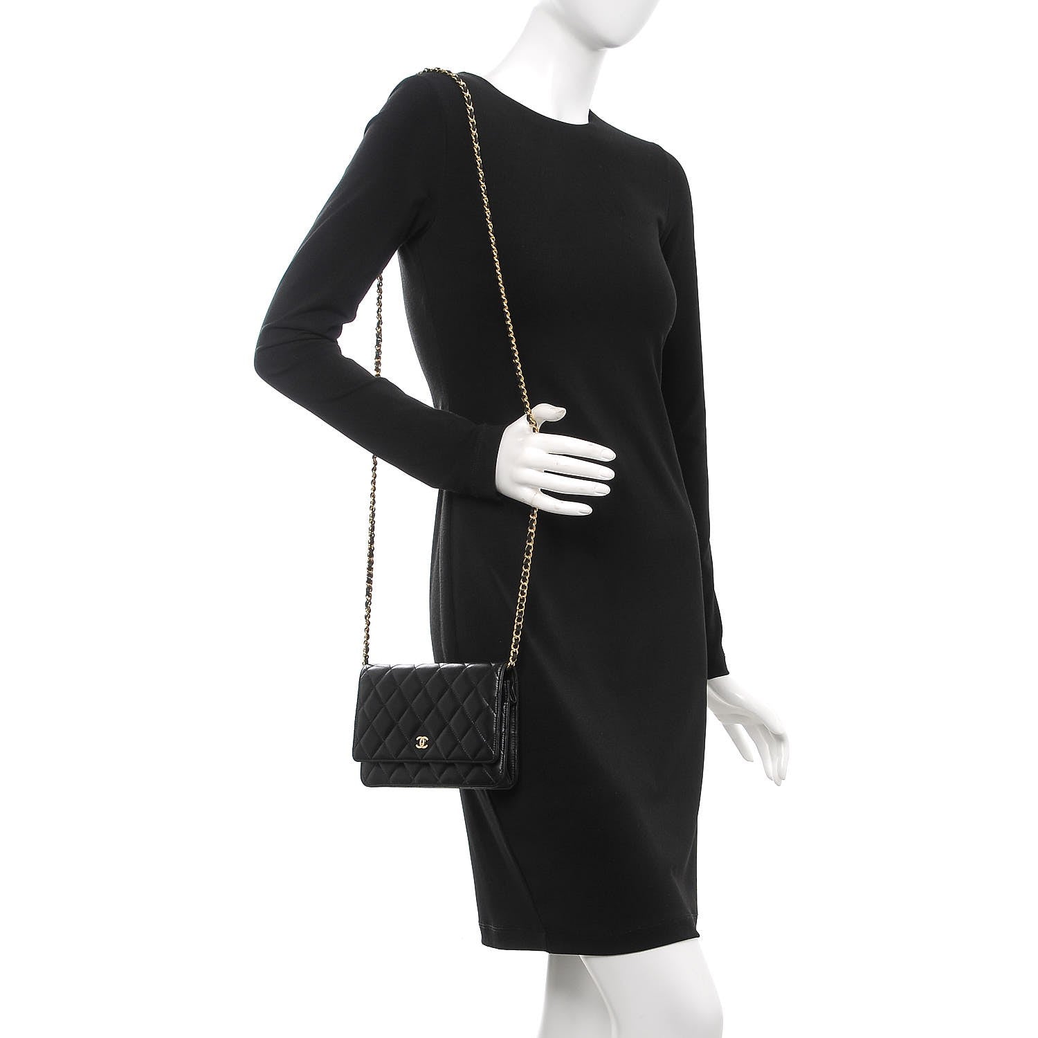 Chanel Lambskin Quilted Wallet On Chain WOC Black 2 of 9