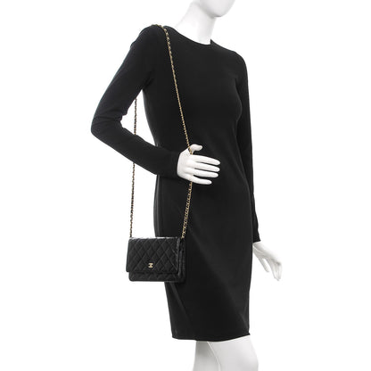 Chanel Lambskin Quilted Wallet On Chain WOC Black 2 of 9