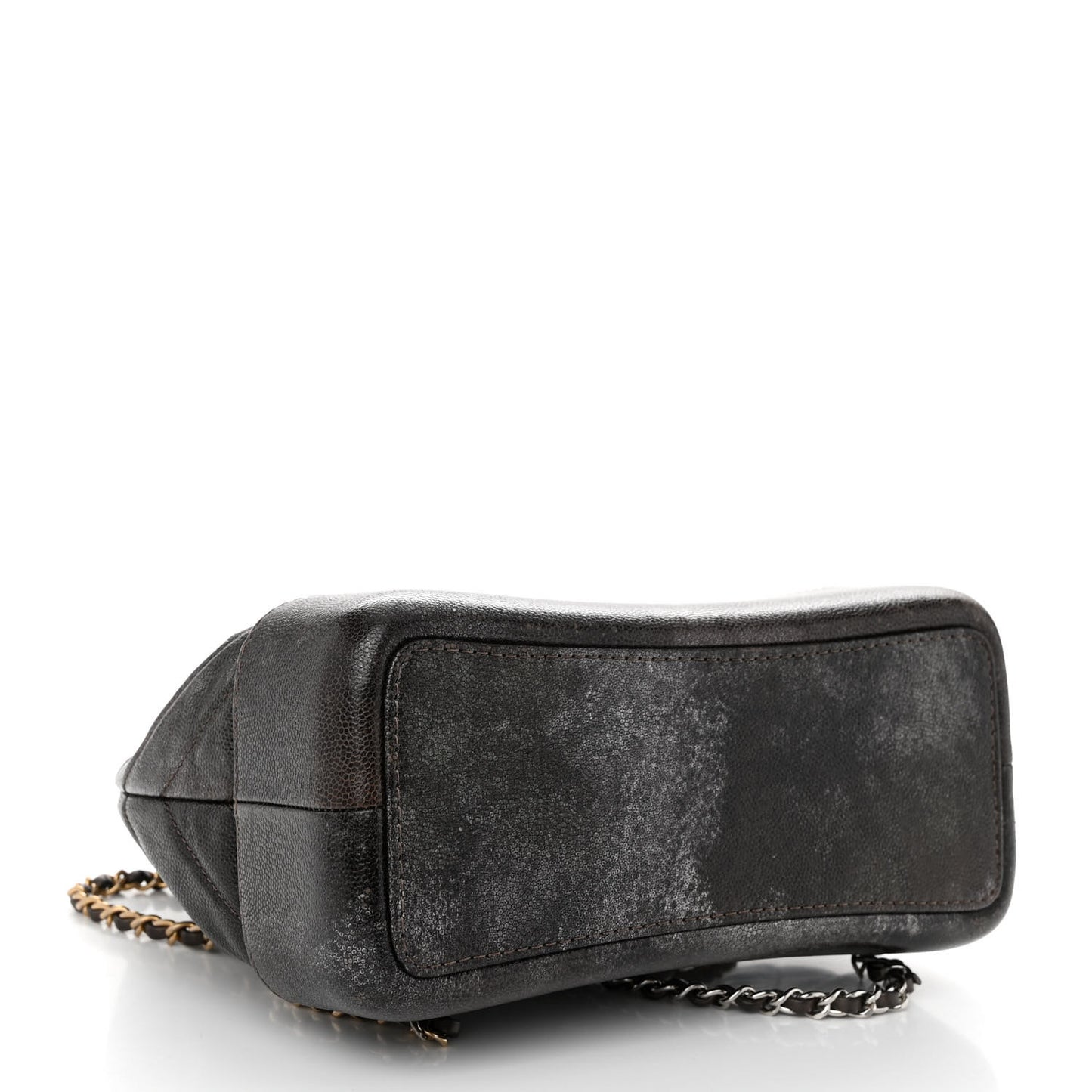 Metallic Grained Goatskin Gabrielle Backpack Dark Silver Gold