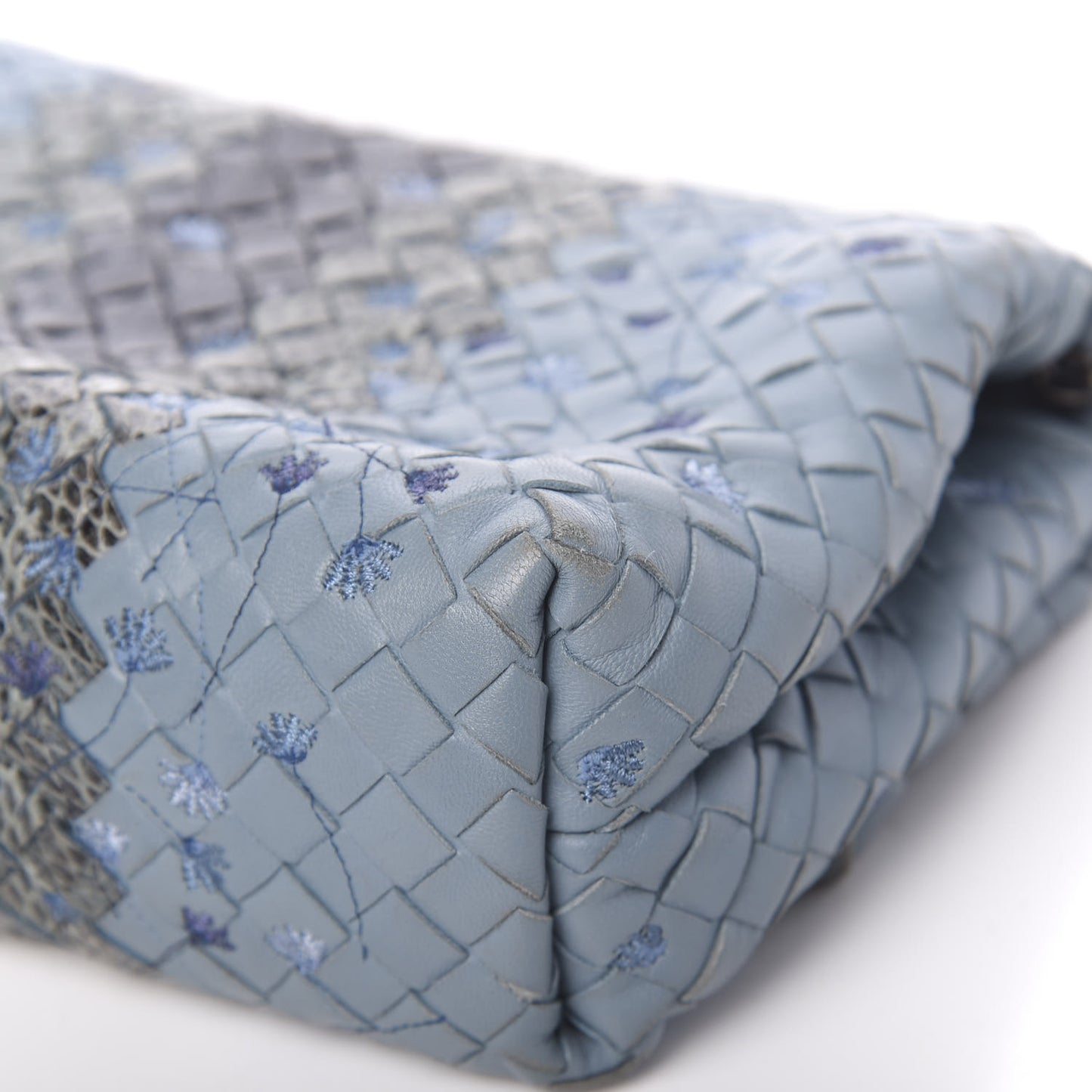 Nappa Ayers Embroidered Intrecciato Baby Olimpia Shoulder Bag Arctic