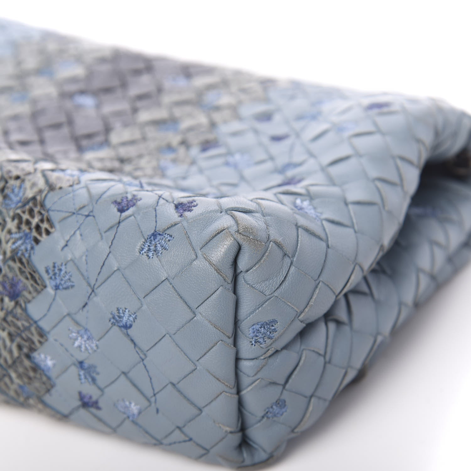Bottega Veneta Nappa Ayers Embroidered Intrecciato Baby Olimpia Shoulder Bag Arctic 14 of 17