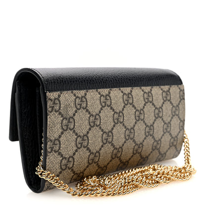 Gucci Dollar Calfskin GG Supreme Monogram Petite GG Marmont Wallet Chain Bag Black Beige Ebony 3 of 10