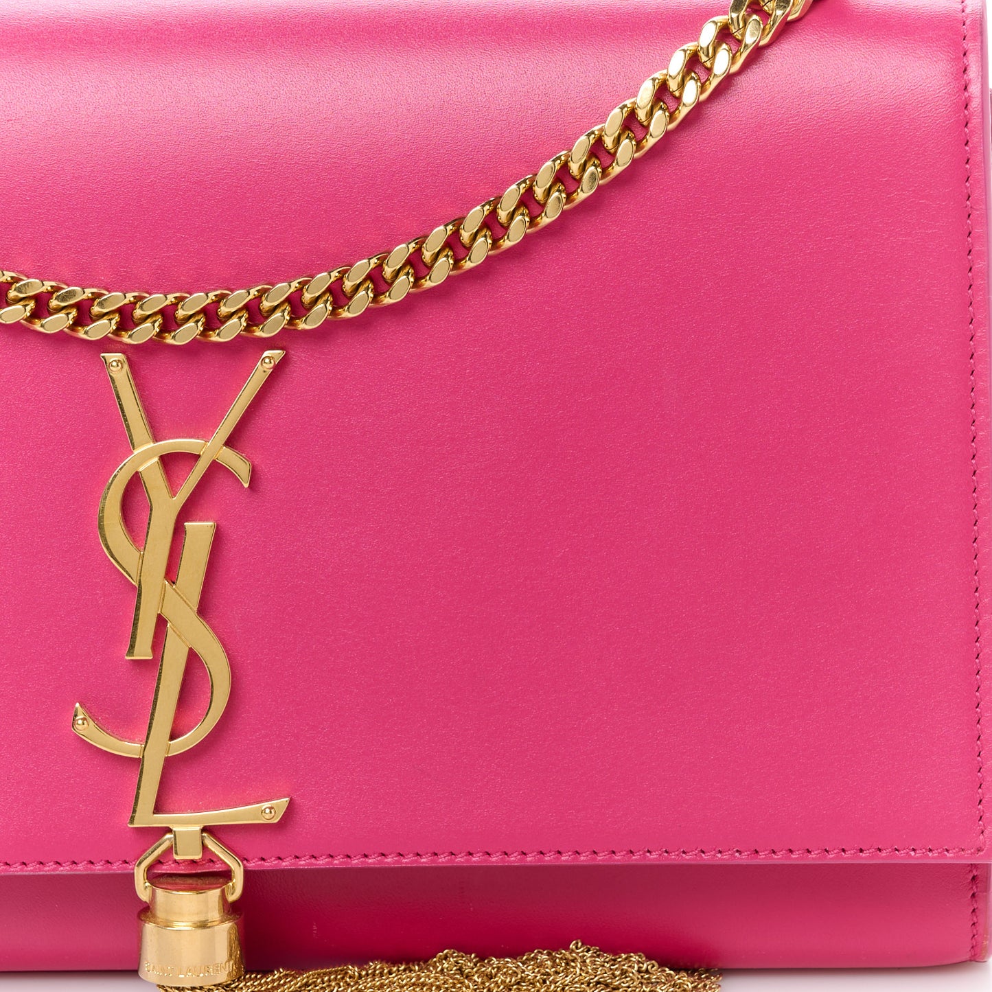 Smooth Calfskin Medium Classic Monogram Kate Tassel Satchel Fuchsia