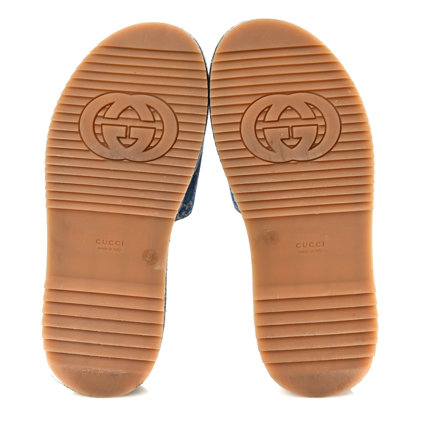 New Denim GG Monogram Angelina Platform 55mm Slide Sandals 39 Blue Tea
