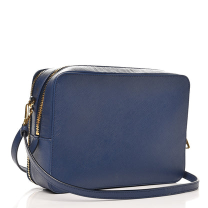 Prada Saffiano Lux Large Zip Crossbody Bag Bleuette 3 of 12