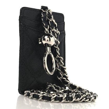 Chanel Caviar Quilted Key Holder Card Holder On Chain Black 3 of 7