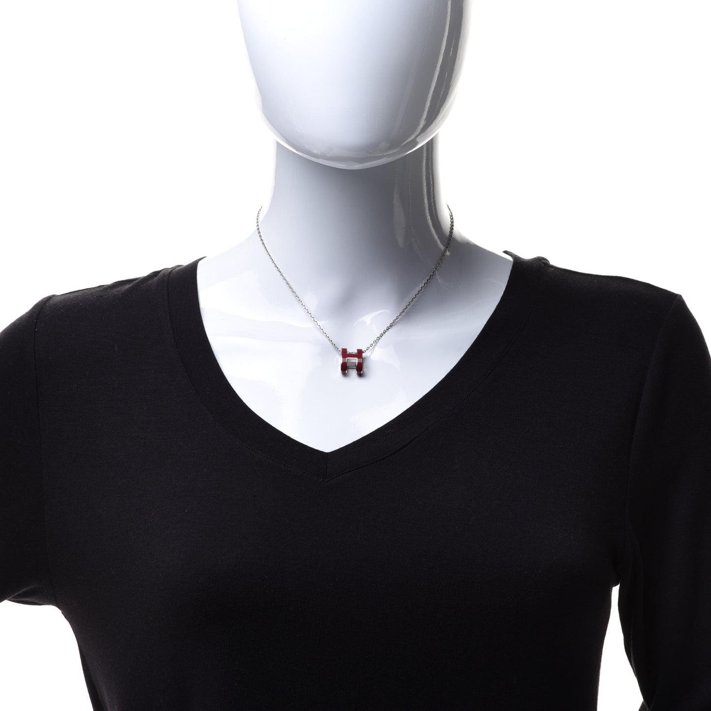 Palladium Lacquered Pop H Pendant Necklace Rouge H