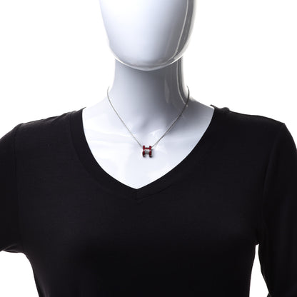 Hermes Palladium Lacquered Pop H Pendant Necklace Rouge H 2 of 8