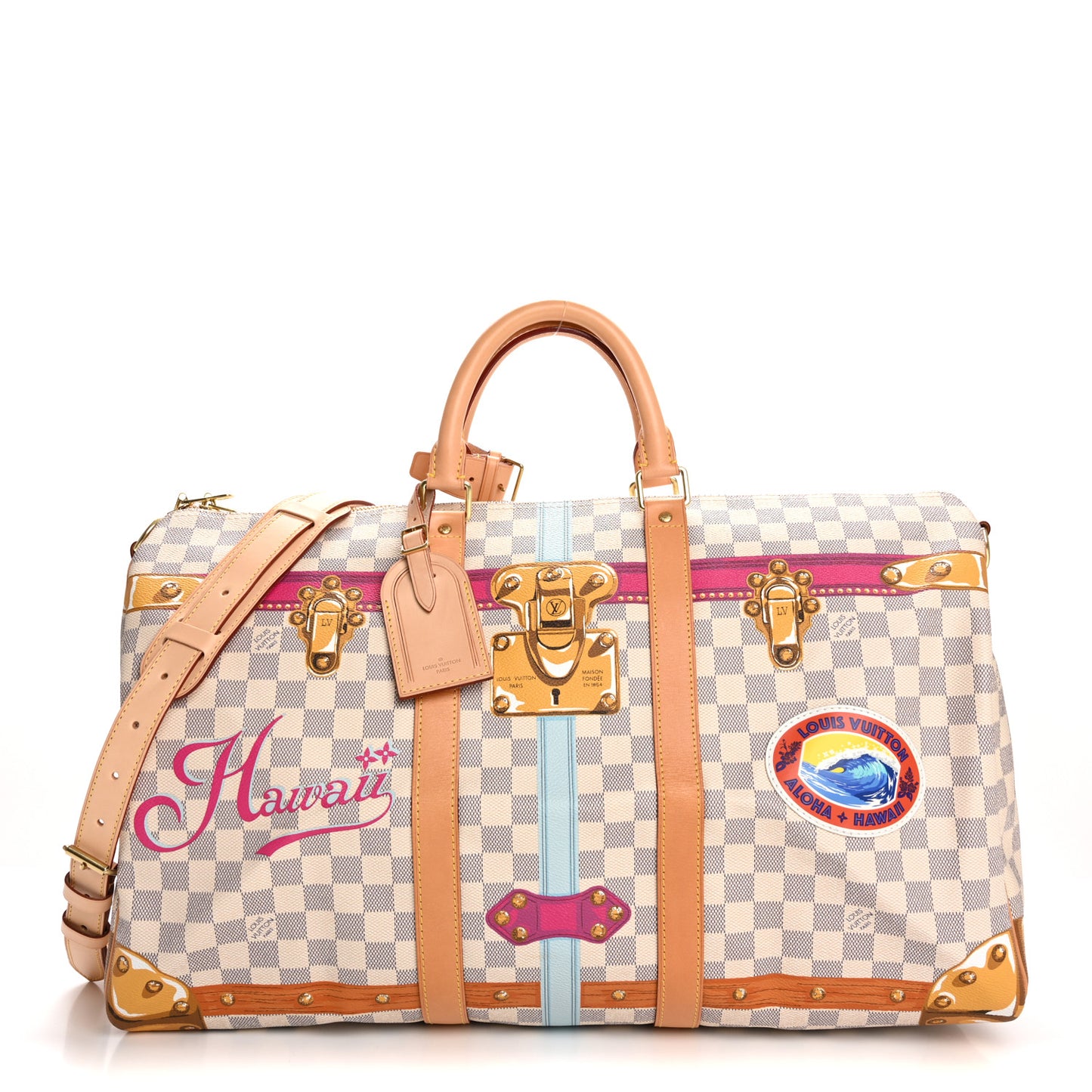 Damier Azur Summer Trunks Hawaii Keepall Bandouliere 50