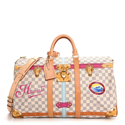 Louis Vuitton Damier Azur Summer Trunks Hawaii Keepall Bandouliere 50 1 of 16