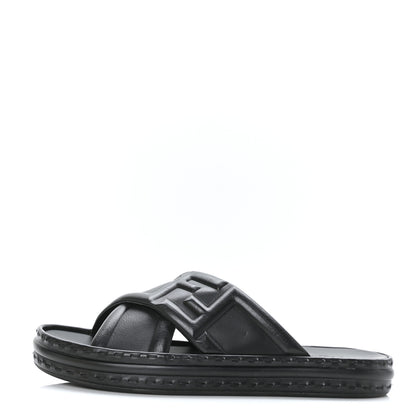 Fendi Nappa FF Embossed Mens Slide Sandals 9 Black 1 of 8