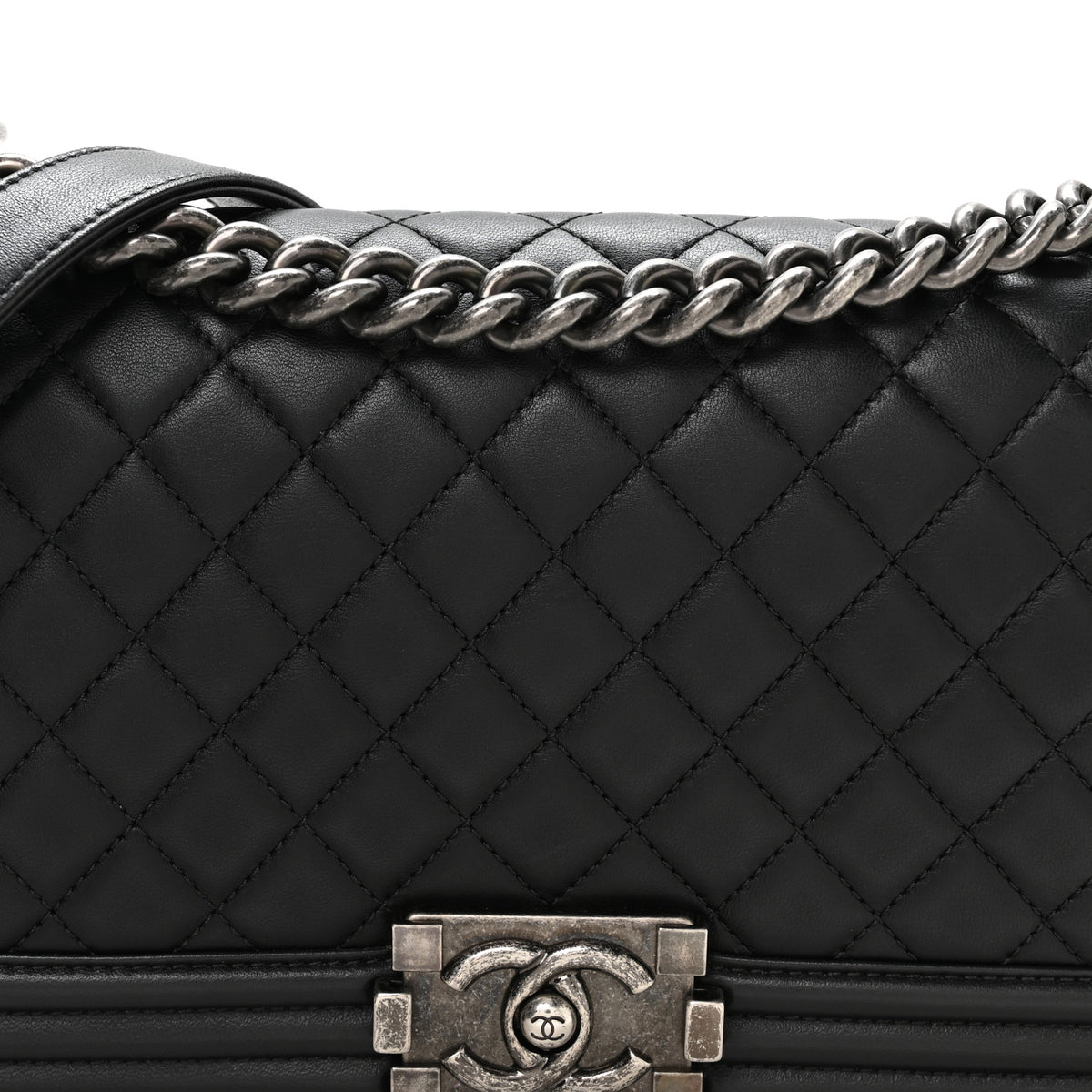 Chanel Lambskin Quilted Medium Boy Flap Black 8 of 10
