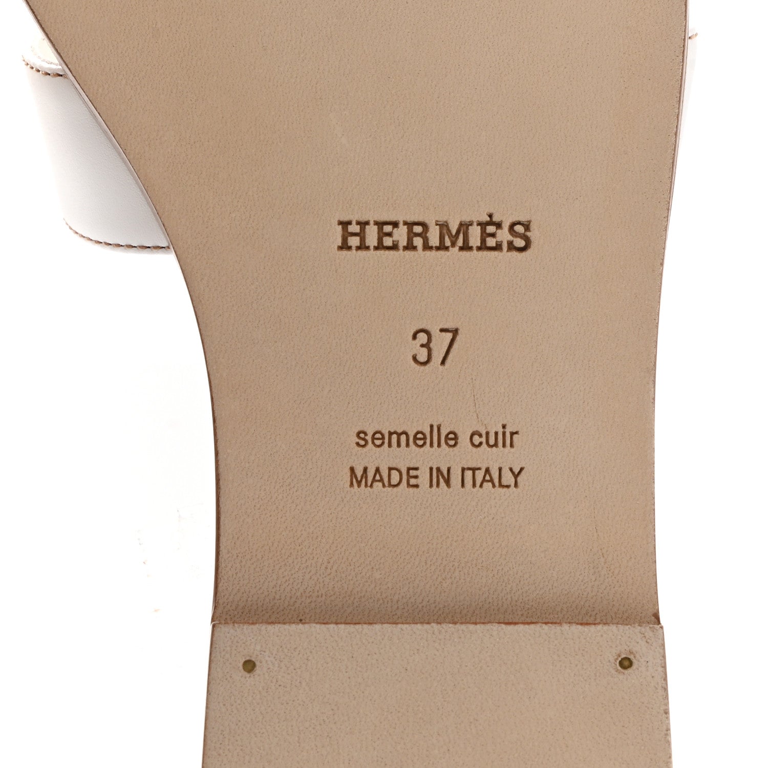 Hermes Box Calfskin Oran Sandals 37 White 8 of 8