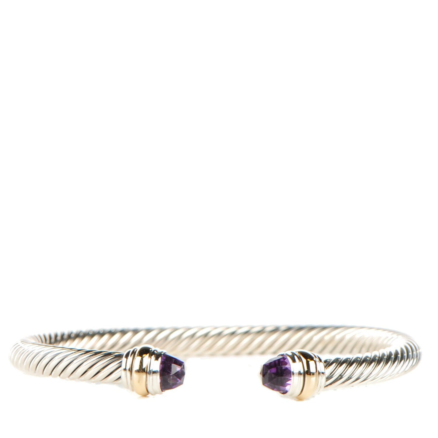 Sterling Silver 14K Yellow Gold Amethyst 5mm Cable Classics Bracelet