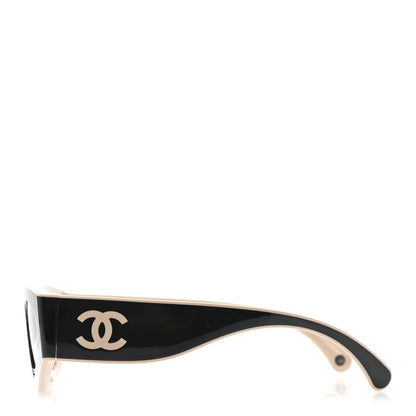 Chanel Acetate Cat Eye Sunglasses 6056 Black Beige 3 of 8