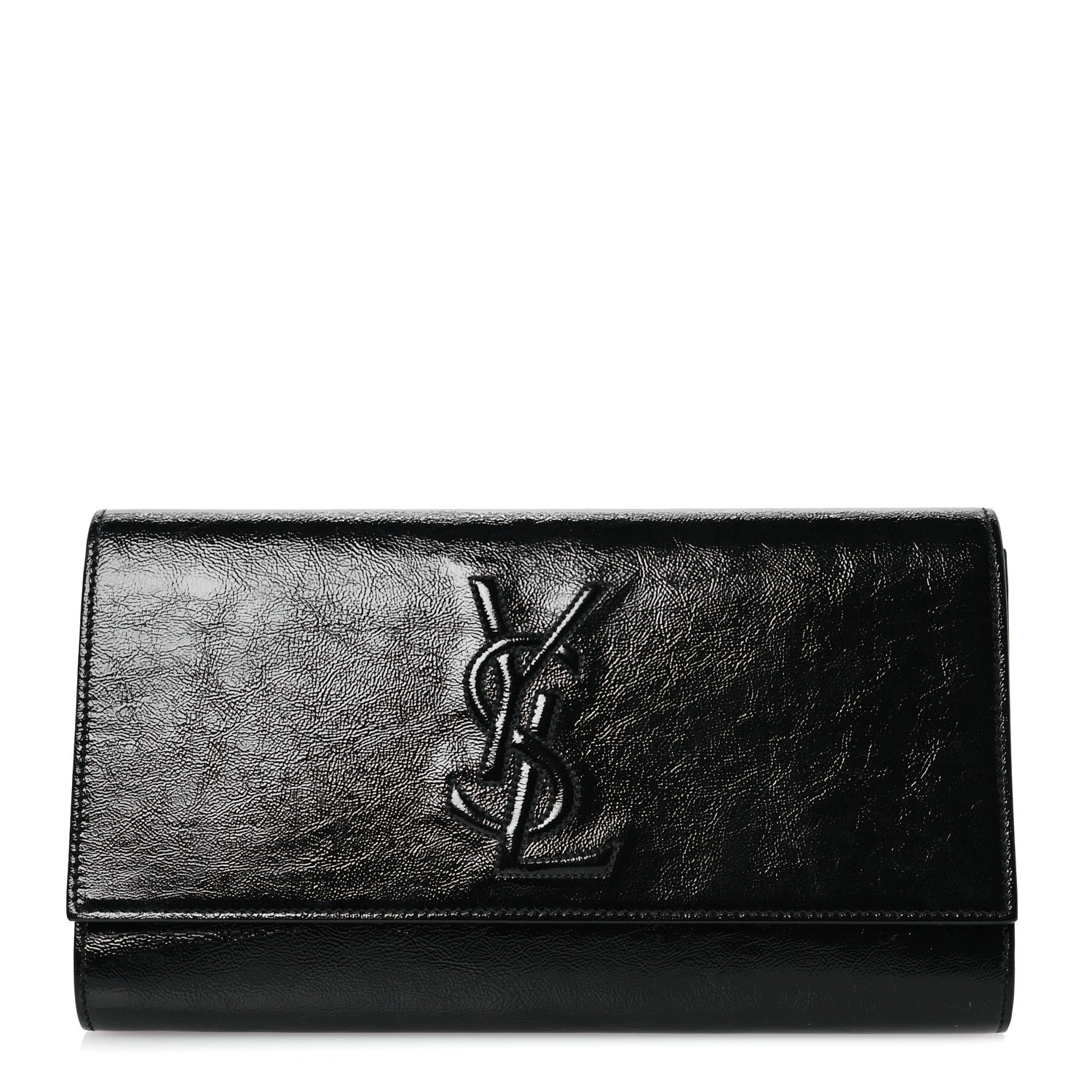 Saint Laurent Textured Patent Monogram Large Belle De Jour Clutch Black 1 of 8