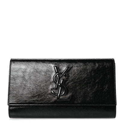 Saint Laurent Textured Patent Monogram Large Belle De Jour Clutch Black 1 of 8